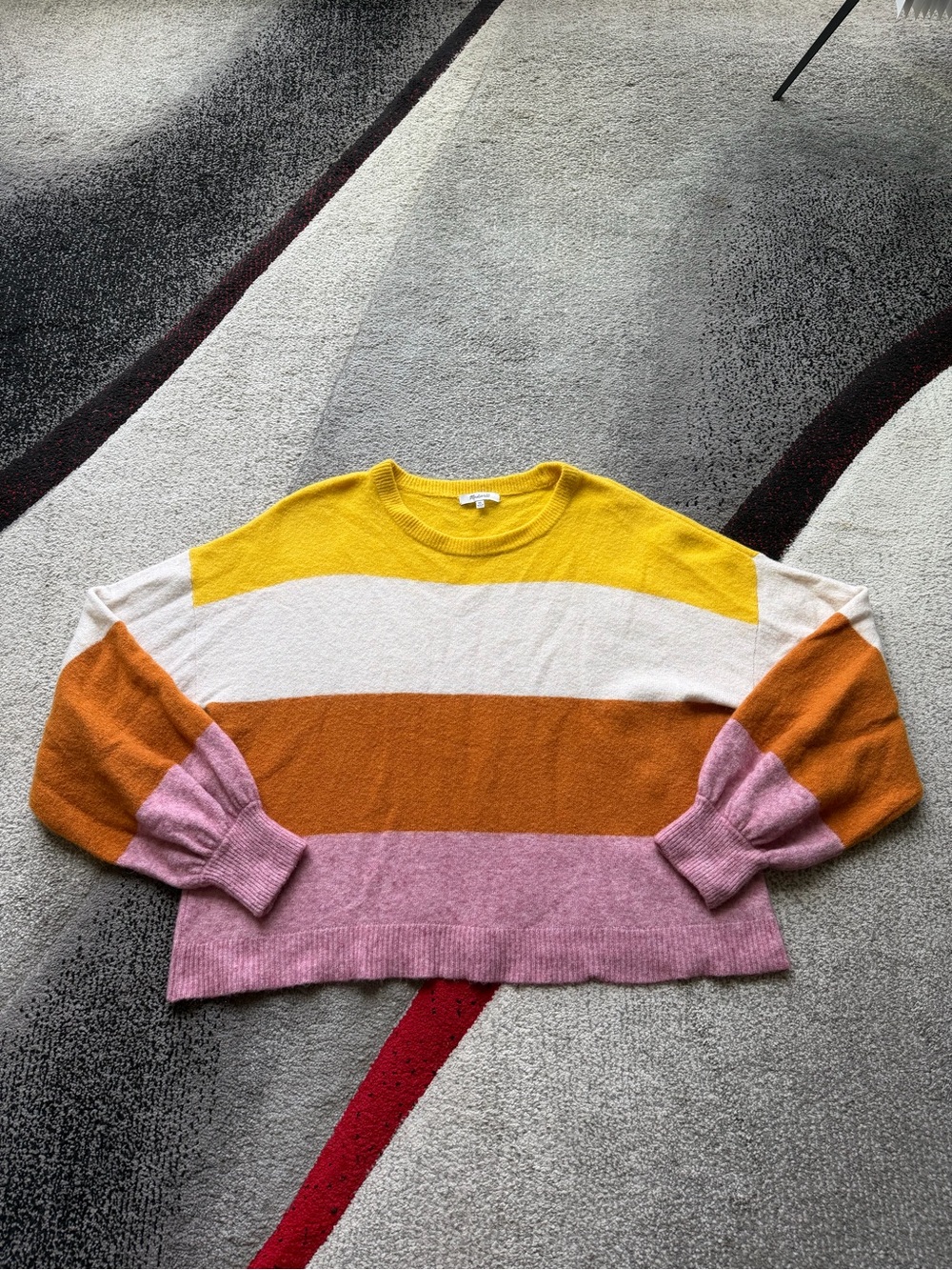 Madewell Colorblock Wool Blend Balloon Sleeve Sweater - Picture 3 of 6